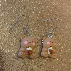 Boba bear drop earrings